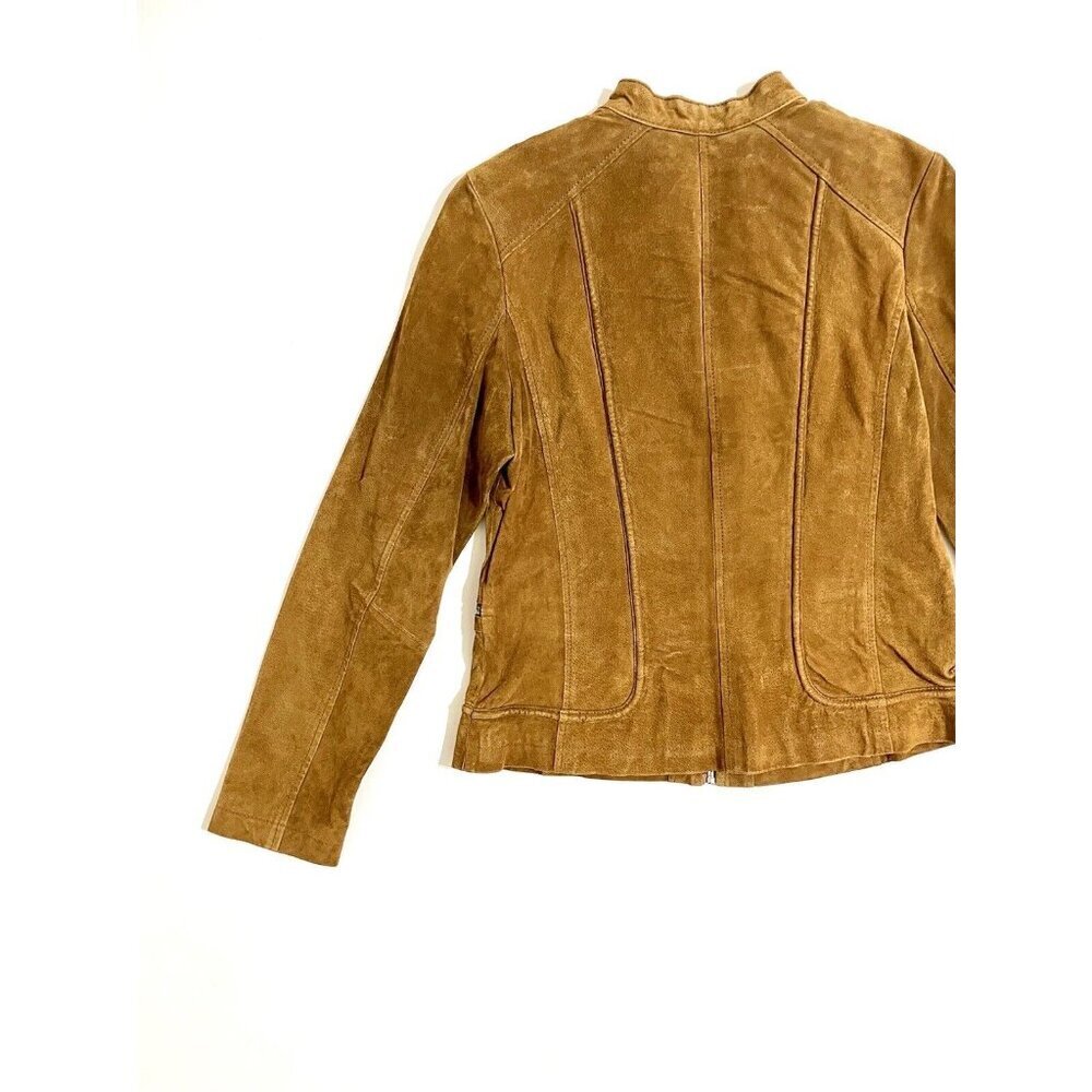 Bernardo Brown Suede Leather Racer Jacket SZ M - Picture 11 of 11